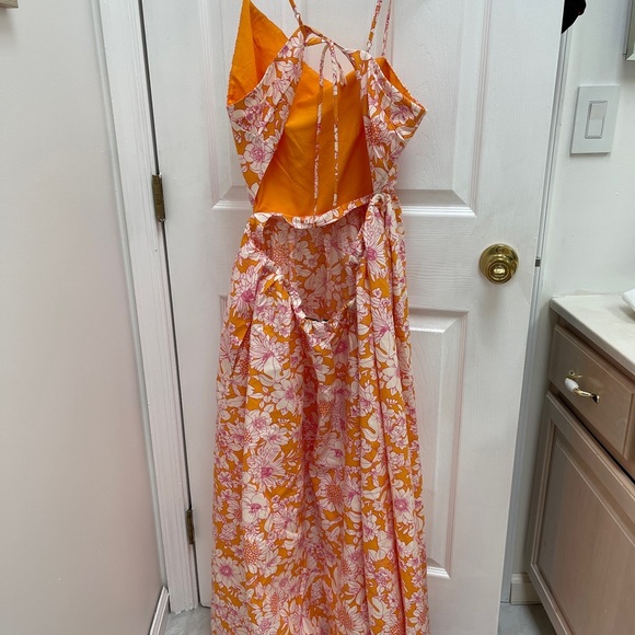 Side cutout midi dress, organic cotton - Picture 3 of 6